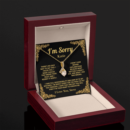 Personalized Apology Necklace for Her - Wife,  Girlfriend, Sister, Friend - I am Sorry, Forgive me Gift for Christmas or Other Occasions
