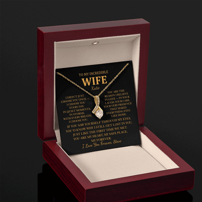 Personalized To My Wife Necklace - Romantic Gift Set with Message Card (Black Card)