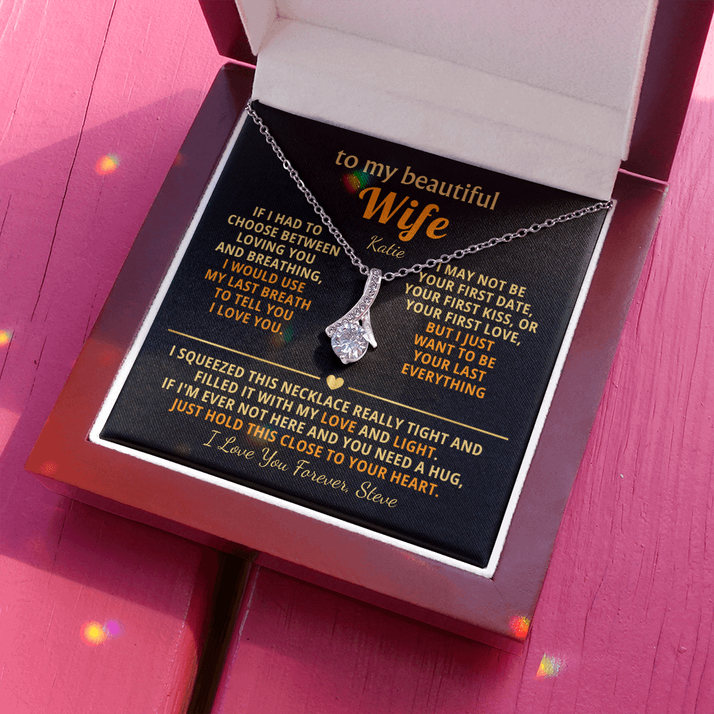 Personalized To My Wife Necklace - Heartfelt Gift Set for Christmas, Anniversary or Birthday