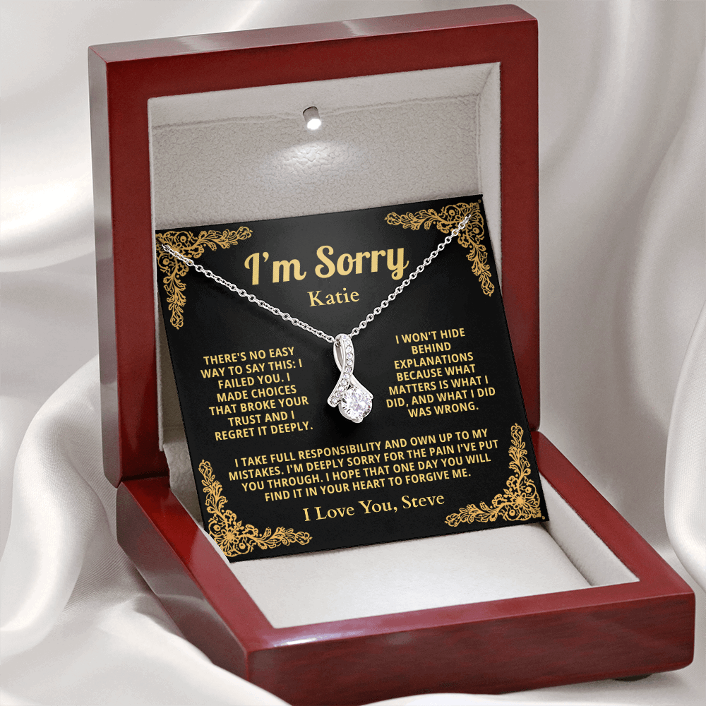 Personalized Apology Necklace for Her - Wife,  Girlfriend, Sister, Friend - I am Sorry, Forgive me Gift for Christmas or Other Occasions