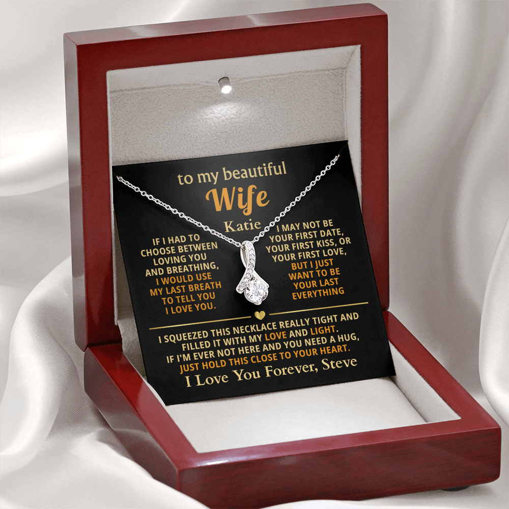 Personalized To My Wife Necklace - Heartfelt Alluring Beauty Gift Set for Christmas, Anniversary or Birthday