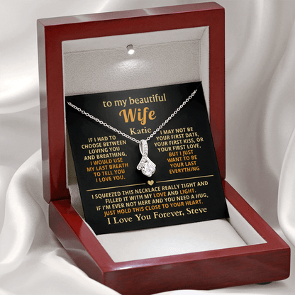 Personalized To My Wife Necklace - Heartfelt Alluring Beauty Gift Set for Christmas, Anniversary or Birthday