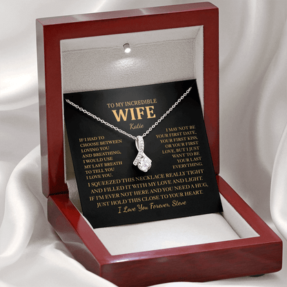 Personalized To My Wife Necklace - Romantic Gift Set with Message Card for Christmas, Anniversary or Birthday