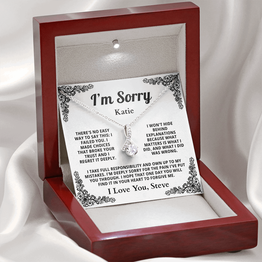Personalized Apology Necklace for Her - Wife,  Girlfriend, Sister, Friend - I am Sorry, Forgive me Gift for Christmas, Birthday or Just Because