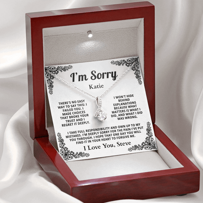 Personalized Apology Necklace for Her - Wife,  Girlfriend, Sister, Friend - I am Sorry, Forgive me Gift for Christmas, Birthday or Just Because
