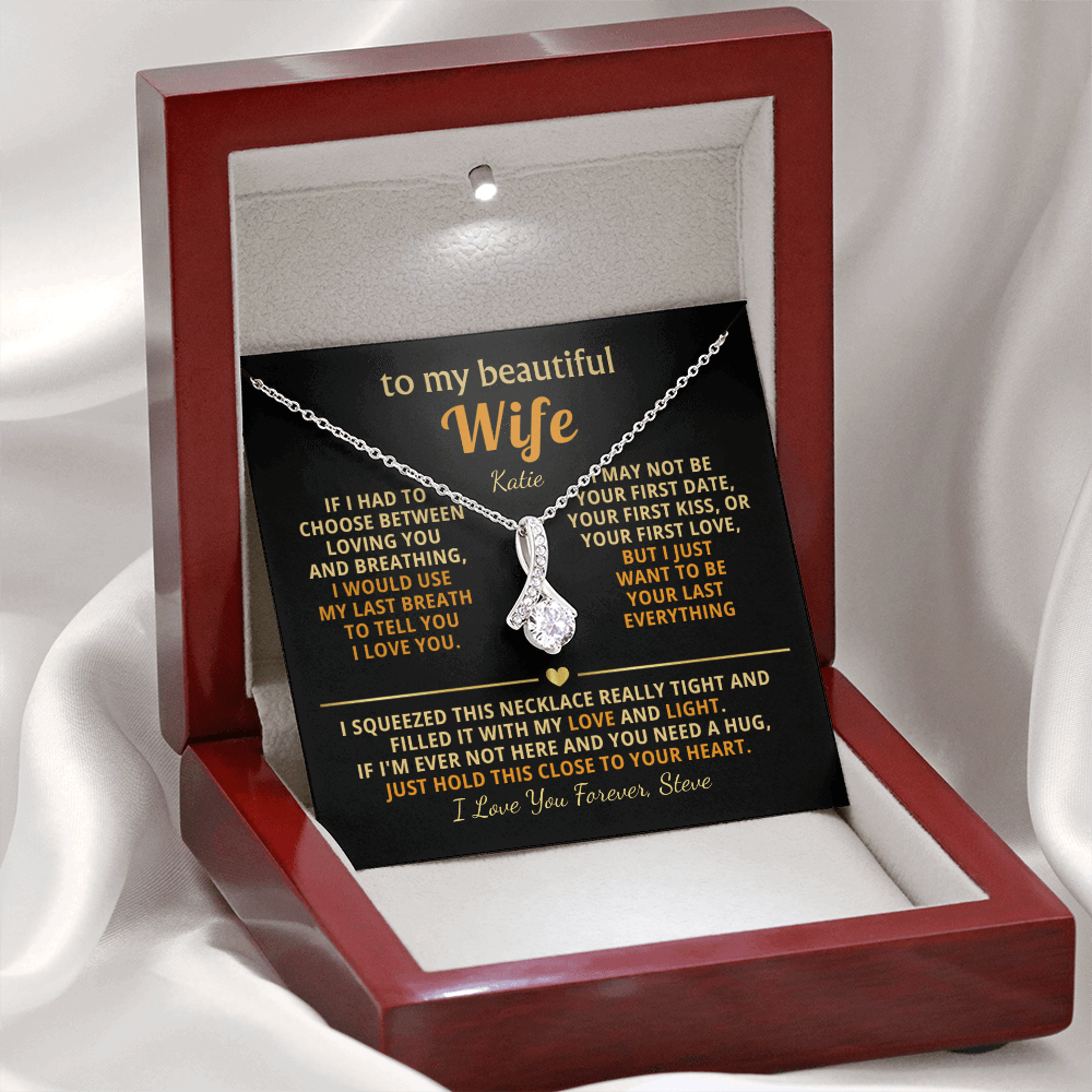 Personalized To My Wife Necklace - Heartfelt Gift Set for Christmas, Anniversary or Birthday