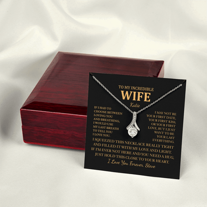 Personalized To My Wife Necklace - Romantic Gift Set with Message Card for Christmas, Anniversary or Birthday
