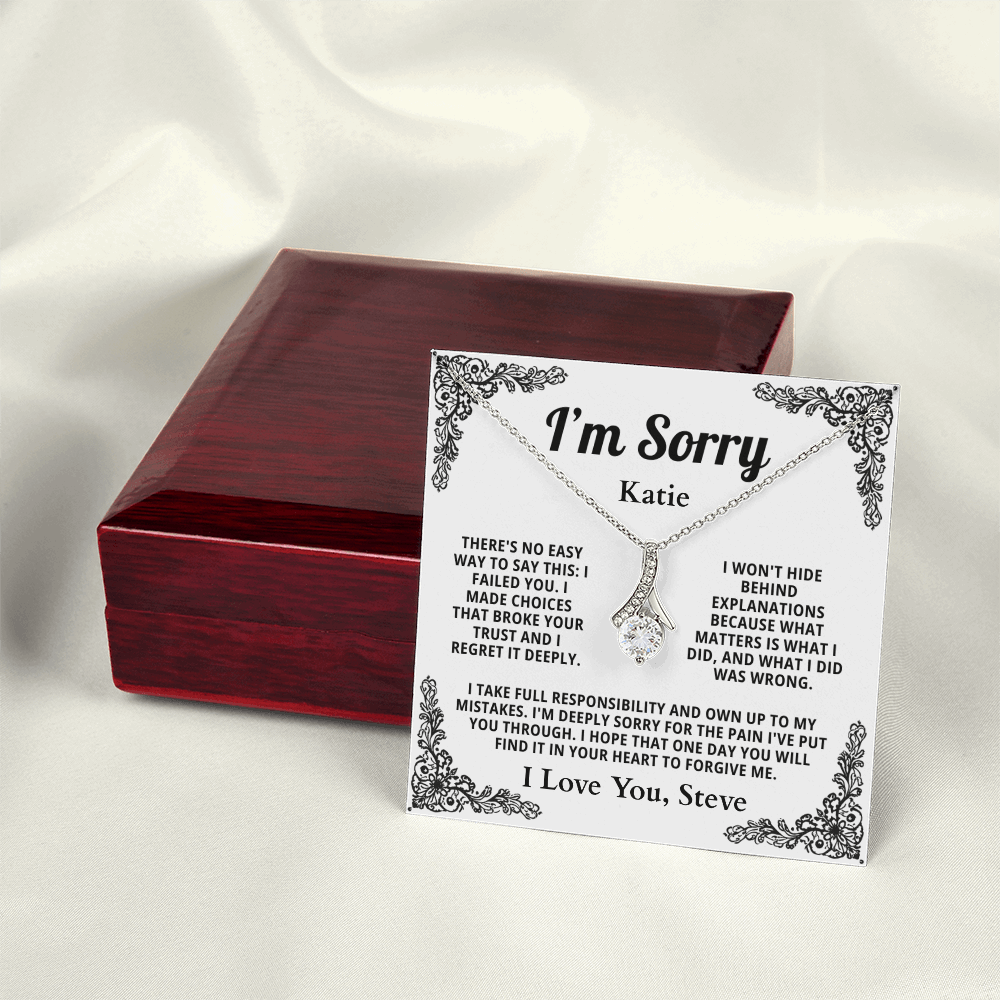 Personalized Apology Necklace for Her - Wife,  Girlfriend, Sister, Friend - I am Sorry, Forgive me Gift for Christmas, Birthday or Just Because