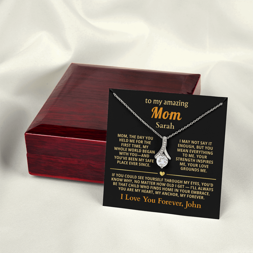 Personalized To My Mom Necklace - Heartfelt Alluring Beauty Gift Set for Christmas, Mother's Day or Birthday