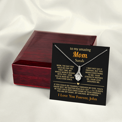 Personalized To My Mom Necklace - Heartfelt Alluring Beauty Gift Set for Christmas, Mother's Day or Birthday