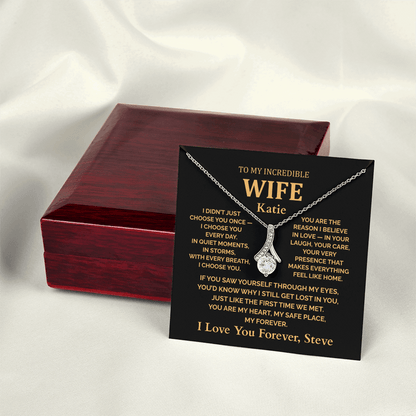 Personalized To My Wife Necklace - Romantic Gift Set with Message Card (Black Card 2)