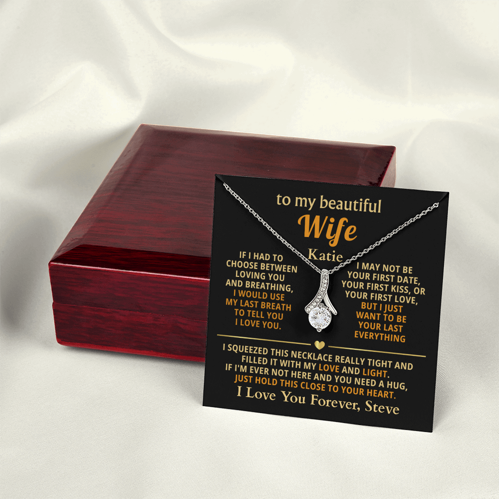 Personalized To My Wife Necklace - Heartfelt Alluring Beauty Gift Set for Christmas, Anniversary or Birthday