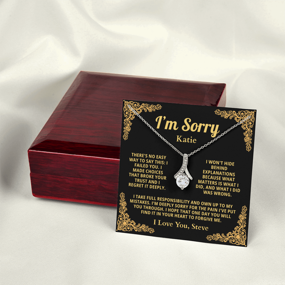 Personalized Apology Necklace for Her - Wife,  Girlfriend, Sister, Friend - I am Sorry, Forgive me Gift for Christmas or Other Occasions