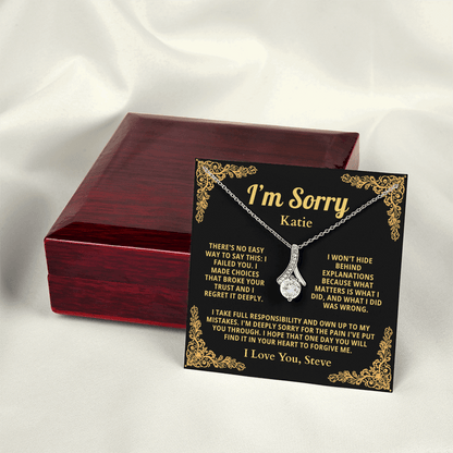 Personalized Apology Necklace for Her - Wife,  Girlfriend, Sister, Friend - I am Sorry, Forgive me Gift for Christmas or Other Occasions