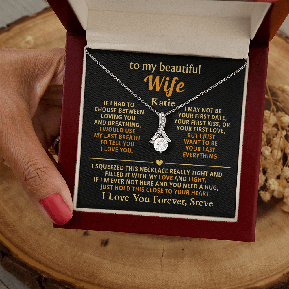 Personalized To My Wife Necklace - Heartfelt Alluring Beauty Gift Set for Christmas, Anniversary or Birthday