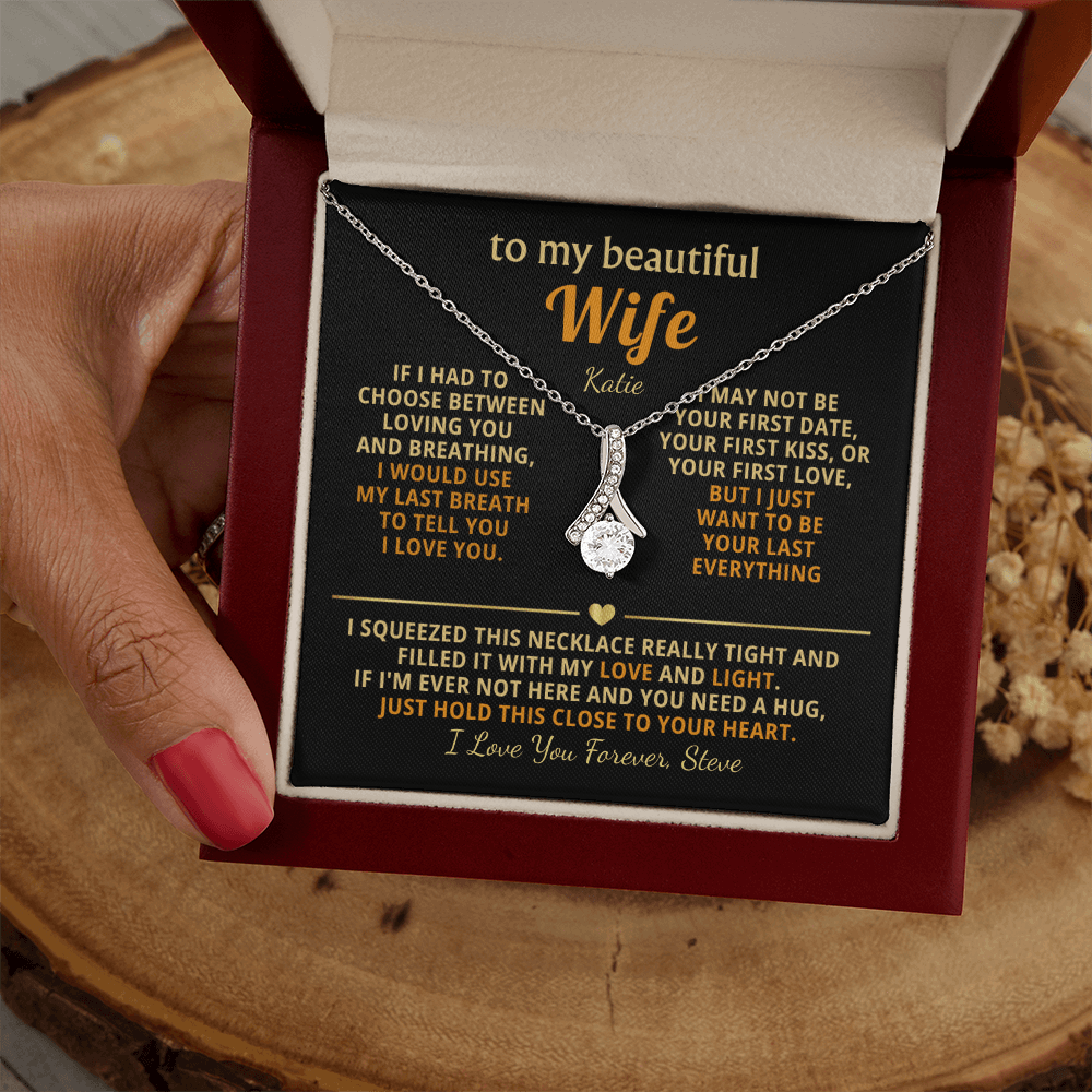 Personalized To My Wife Necklace - Heartfelt Gift Set for Christmas, Anniversary or Birthday