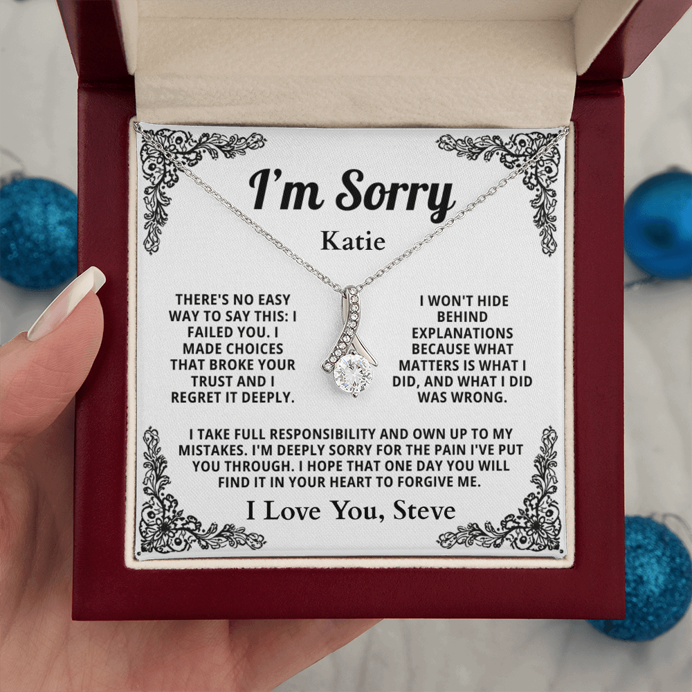 Personalized Apology Necklace for Her - Wife,  Girlfriend, Sister, Friend - I am Sorry, Forgive me Gift for Christmas, Birthday or Just Because
