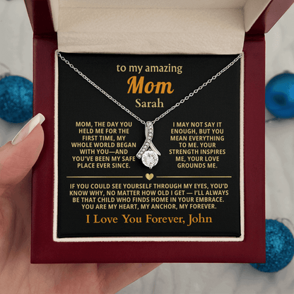 Personalized To My Mom Necklace - Heartfelt Alluring Beauty Gift Set for Christmas, Mother's Day or Birthday