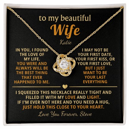 Personalized To My Wife Necklace - ''In You I Found The Love of My Life'' - Heartfelt Love Knot Gift Set for Christmas, Anniversary or Birthday