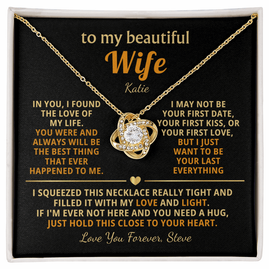 Personalized To My Wife Necklace - ''In You I Found The Love of My Life'' - Heartfelt Love Knot Gift Set for Christmas, Anniversary or Birthday