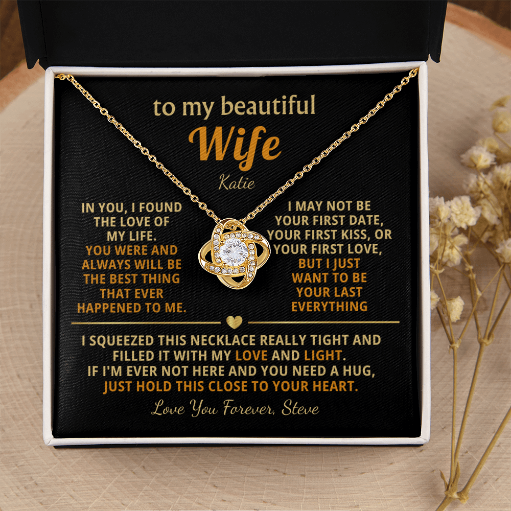 Personalized To My Wife Necklace - ''In You I Found The Love of My Life'' - Heartfelt Love Knot Gift Set for Christmas, Anniversary or Birthday