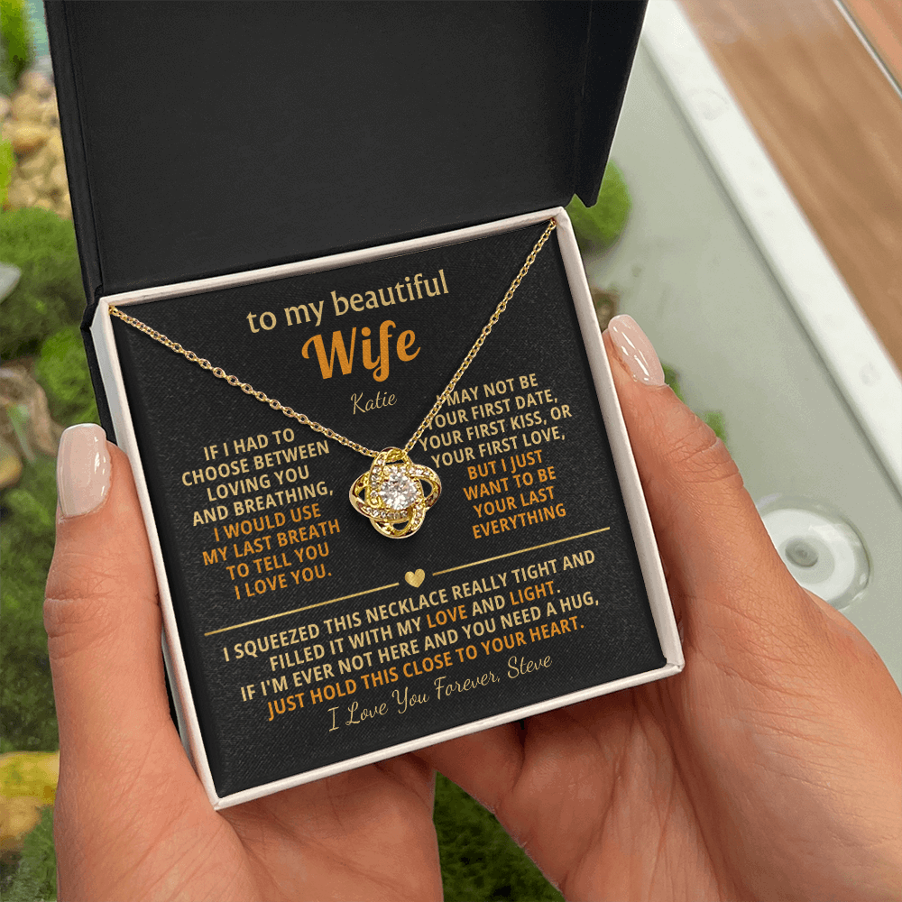 Personalized To My Wife Necklace - Heartfelt Love Knot Gift Set for Christmas, Anniversary or Birthday
