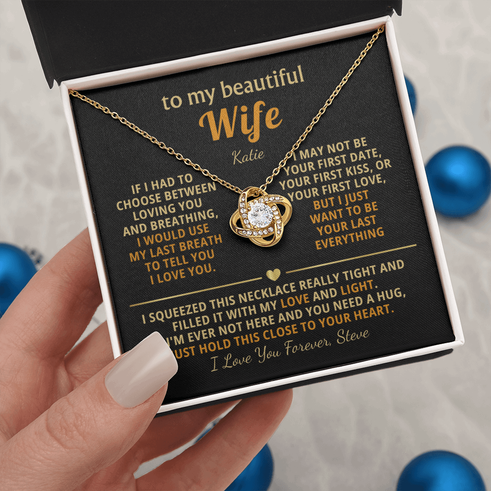 Personalized To My Wife Necklace - Heartfelt Love Knot Gift Set for Christmas, Anniversary or Birthday
