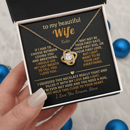 Personalized To My Wife Necklace - Heartfelt Love Knot Gift Set for Christmas, Anniversary or Birthday