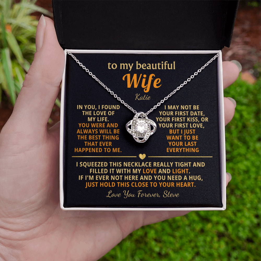 Personalized To My Wife Necklace - ''In You I Found The Love of My Life'' - Heartfelt Love Knot Gift Set for Christmas, Anniversary or Birthday