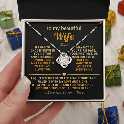 Personalized To My Wife Necklace - Heartfelt Love Knot Gift Set for Christmas, Anniversary or Birthday