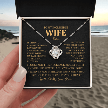 Personalized To My Wife Necklace - Romantic Love Knot Gift Set for Christmas, Anniversary or Birthday