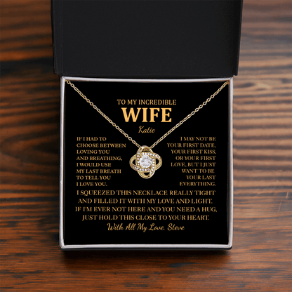 Personalized To My Wife Necklace - Romantic Love Knot Gift Set for Christmas, Anniversary or Birthday