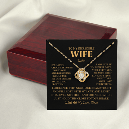 Personalized To My Wife Necklace - Romantic Love Knot Gift Set for Christmas, Anniversary or Birthday