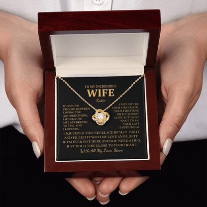 Personalized To My Wife Necklace - Romantic Love Knot Gift Set for Christmas, Anniversary or Birthday
