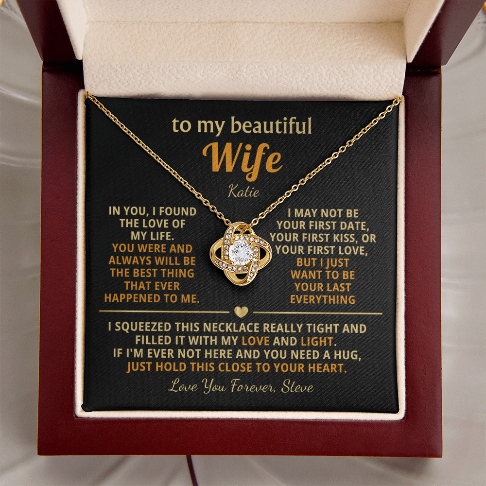 Personalized To My Wife Necklace - ''In You I Found The Love of My Life'' - Heartfelt Love Knot Gift Set for Christmas, Anniversary or Birthday