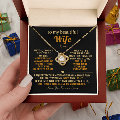 Personalized To My Wife Necklace - ''In You I Found The Love of My Life'' - Heartfelt Love Knot Gift Set for Christmas, Anniversary or Birthday