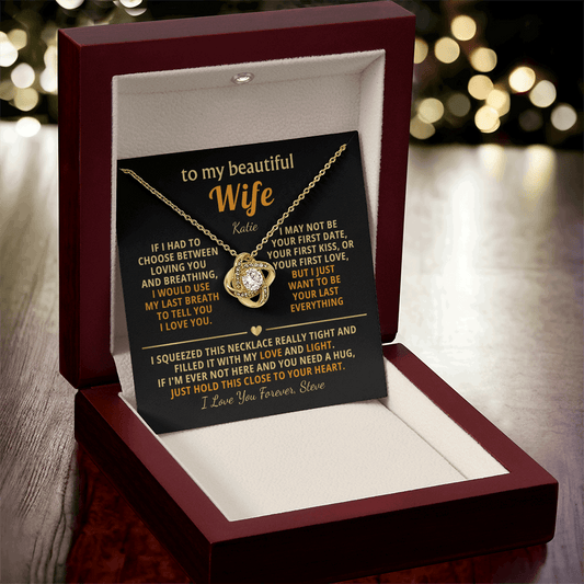 Personalized To My Wife Necklace - Heartfelt Love Knot Gift Set for Christmas, Anniversary or Birthday