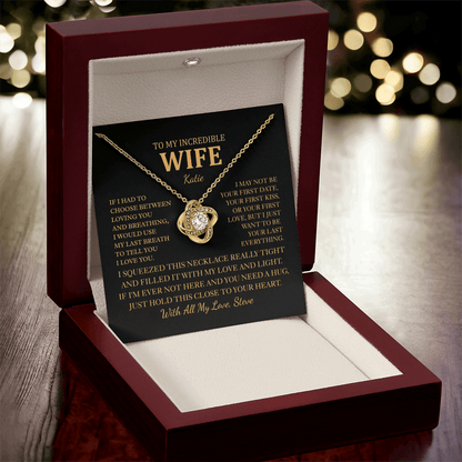 Personalized To My Wife Necklace - Romantic Love Knot Gift Set for Christmas, Anniversary or Birthday