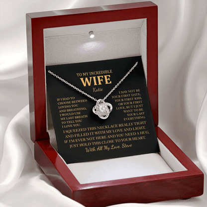 Personalized To My Wife Necklace - Romantic Love Knot Gift Set for Christmas, Anniversary or Birthday