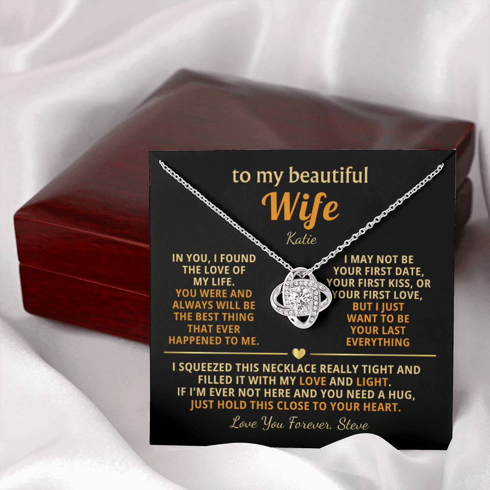 Personalized To My Wife Necklace - ''In You I Found The Love of My Life'' - Heartfelt Love Knot Gift Set for Christmas, Anniversary or Birthday