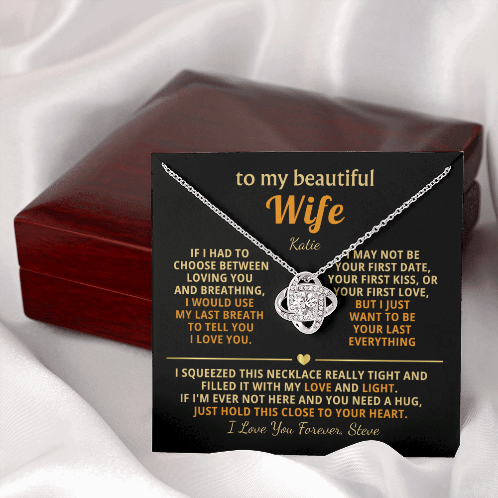 Personalized To My Wife Necklace - Heartfelt Love Knot Gift Set for Christmas, Anniversary or Birthday