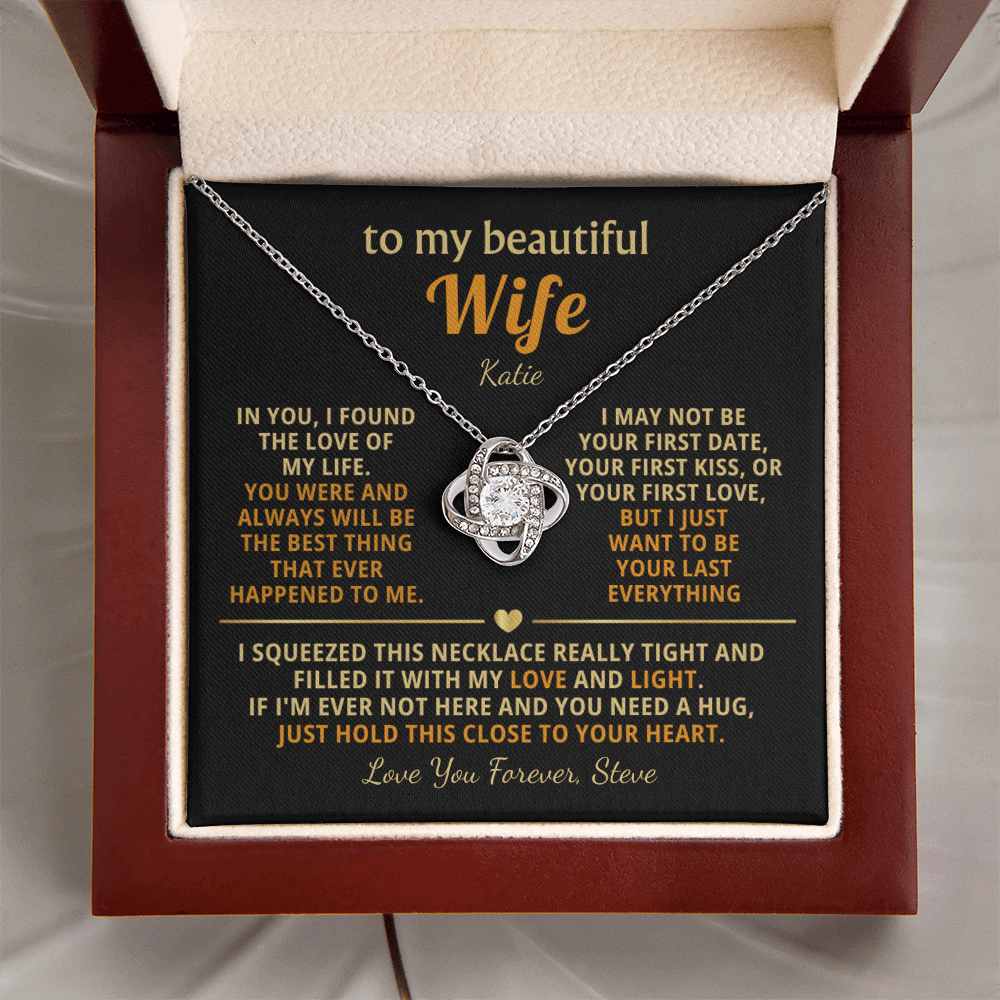 Personalized To My Wife Necklace - ''In You I Found The Love of My Life'' - Heartfelt Love Knot Gift Set for Christmas, Anniversary or Birthday