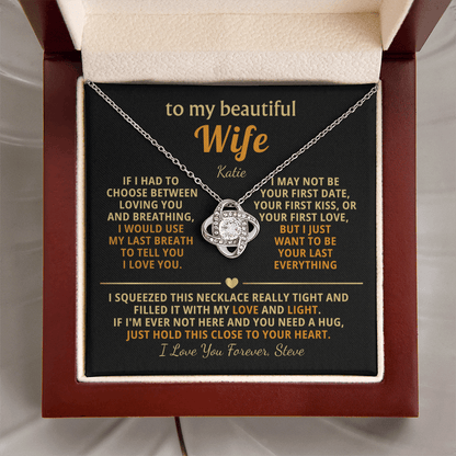 Personalized To My Wife Necklace - Heartfelt Love Knot Gift Set for Christmas, Anniversary or Birthday