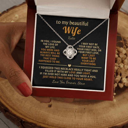 Personalized To My Wife Necklace - ''In You I Found The Love of My Life'' - Heartfelt Love Knot Gift Set for Christmas, Anniversary or Birthday