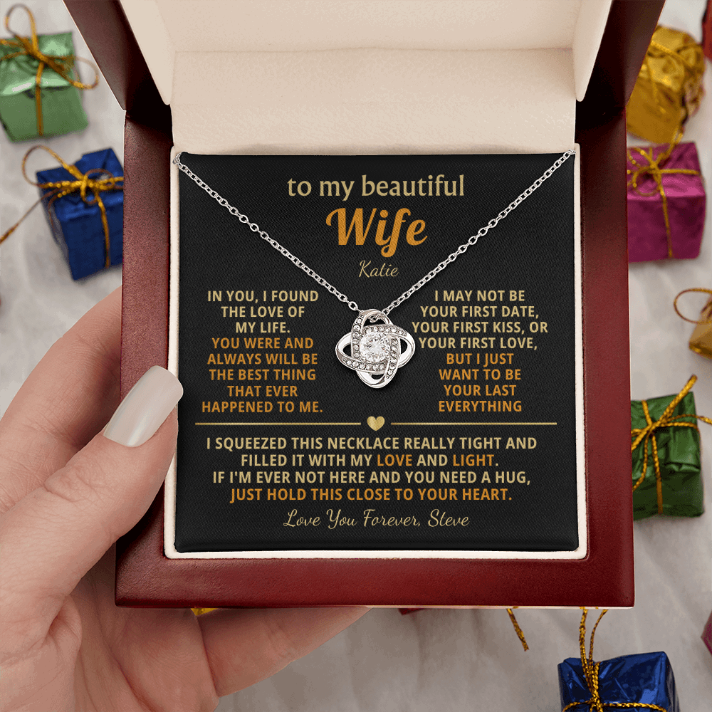 Personalized To My Wife Necklace - ''In You I Found The Love of My Life'' - Heartfelt Love Knot Gift Set for Christmas, Anniversary or Birthday