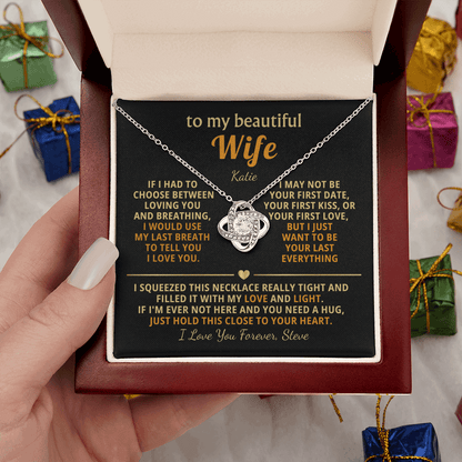Personalized To My Wife Necklace - Heartfelt Love Knot Gift Set for Christmas, Anniversary or Birthday