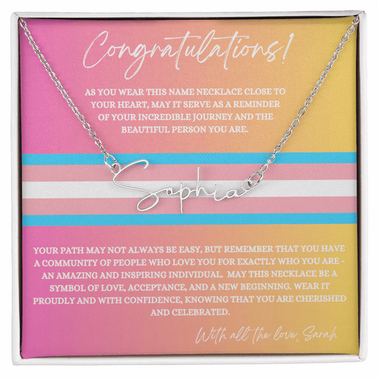 Personalised Gift for Trans · Transgender Name Change Necklace · Trans Pride Month Gift Idea · Transition Gift