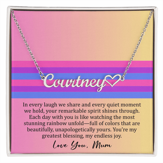 Personalized Bisexual Pride Name Necklace – Meaningful Gift from Mom for Daughter or Son