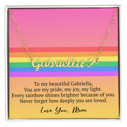 Custom Name Necklace – Rainbow Pride Gift for LGBT Child from Mom