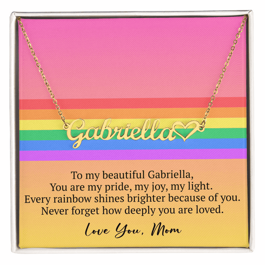 Custom Name Necklace – Rainbow Pride Gift for LGBT Child from Mom
